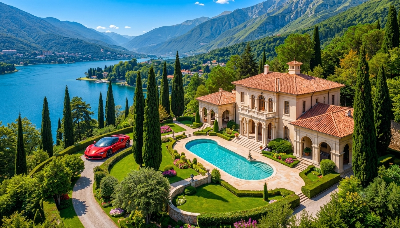 Secluded Mansion and Ferrari